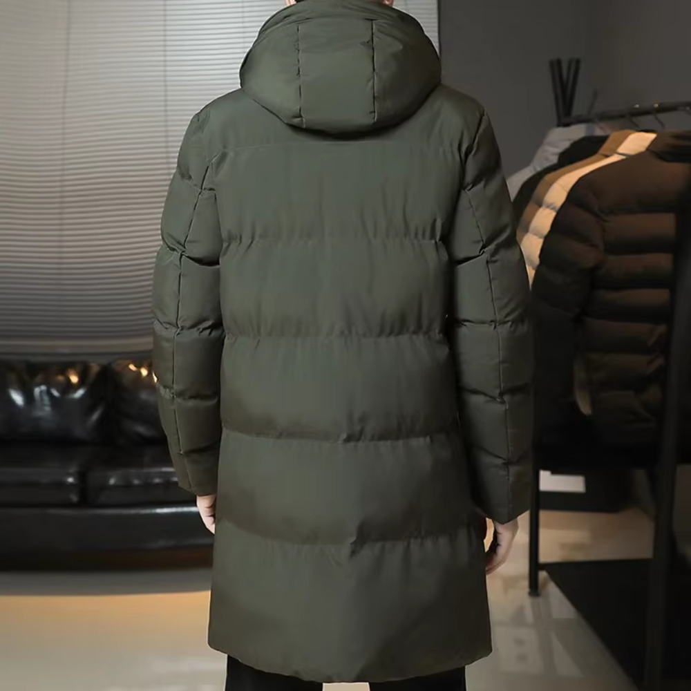 Elegante chaqueta larga de invierno