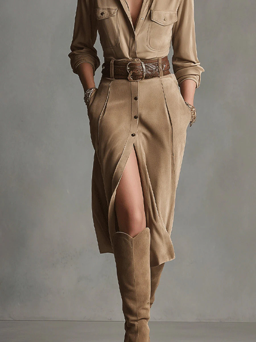 Monarch Elegant Suede Dress