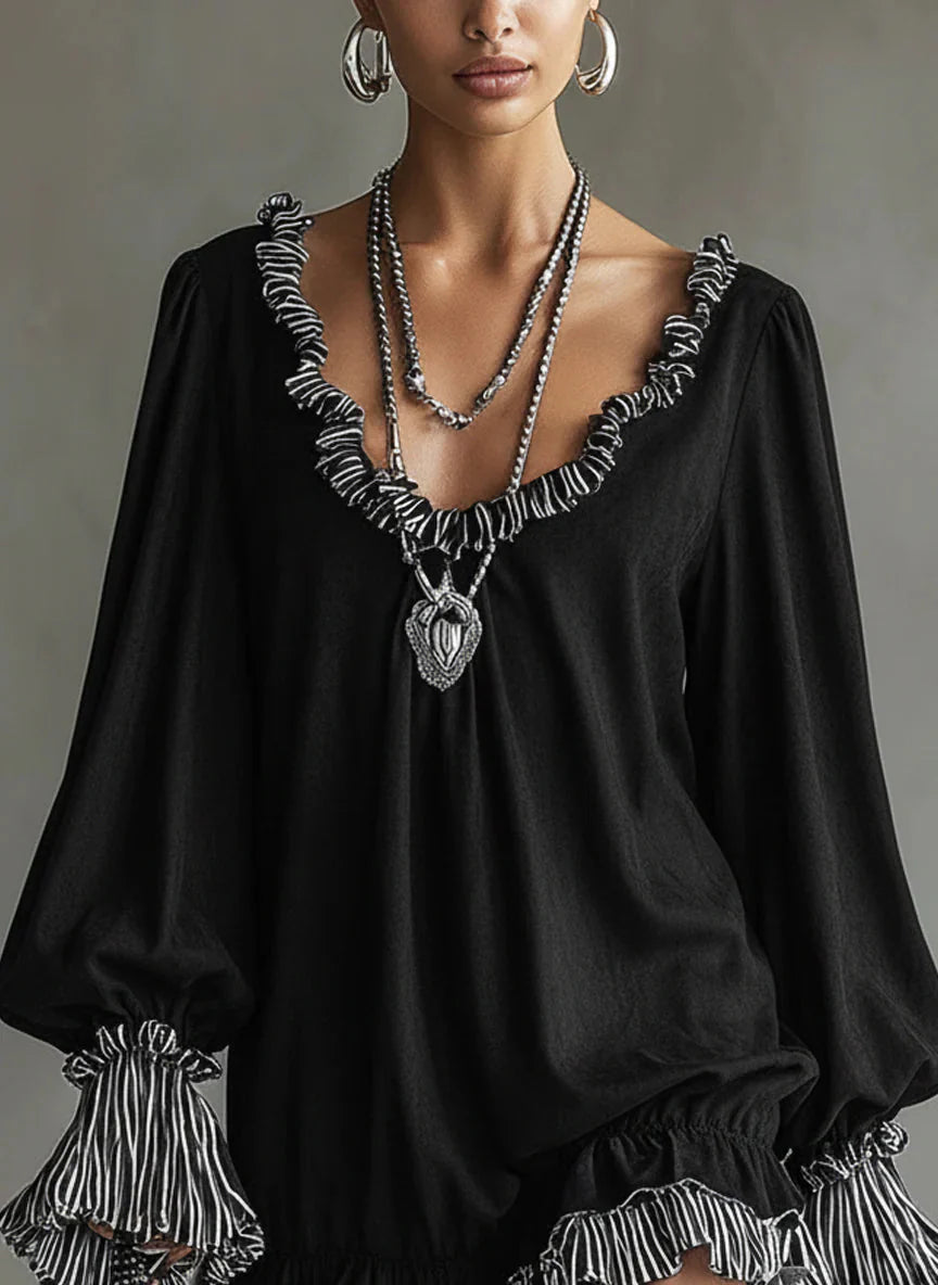 Jessica Elegant Faux Suede Dress with Soft Ruffle Finish