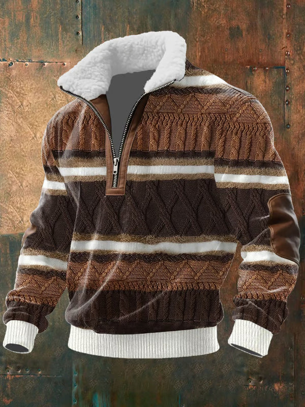 Monarch Fleece-Collar Knit Sweater