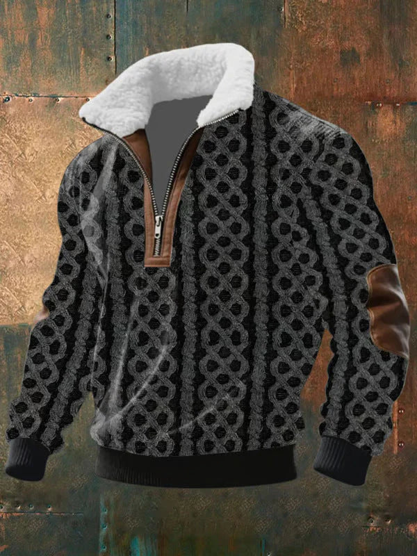 Monarch Fleece-Collar Knit Sweater