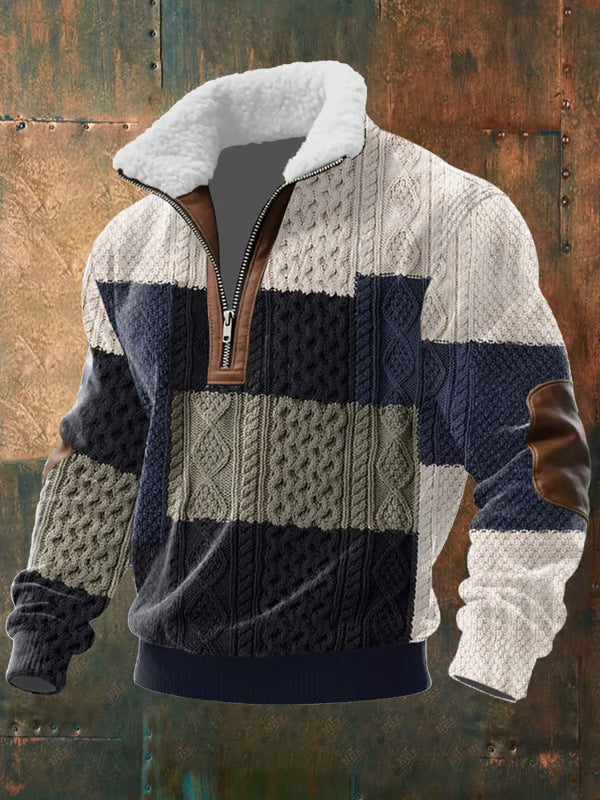 Monarch Fleece-Collar Knit Sweater