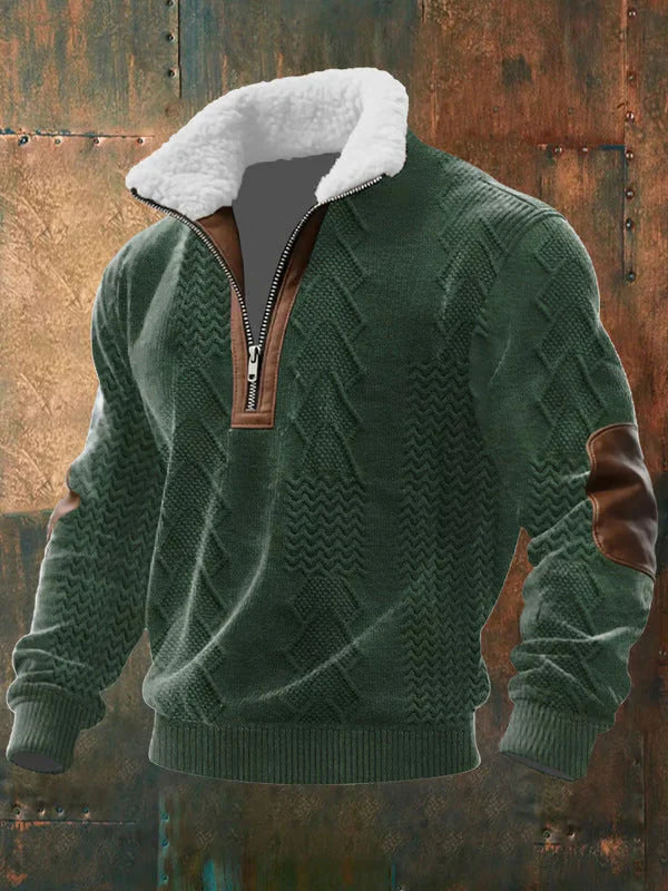Monarch Fleece-Collar Knit Sweater