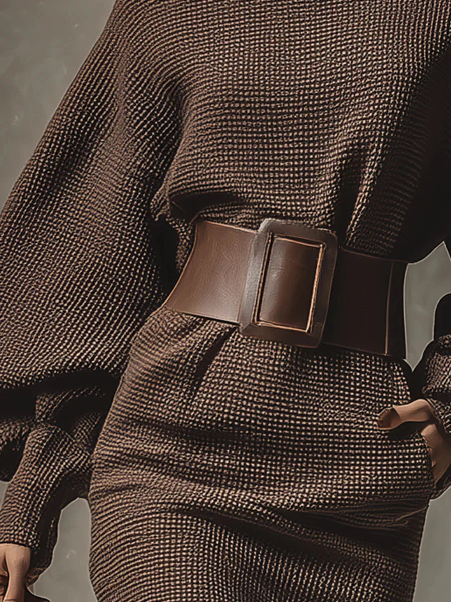 Monarch Structured Belted Short Knit Dress