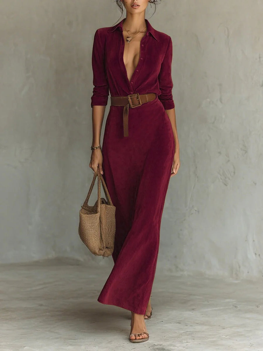 Monarch Chic Suede Maxi Gown