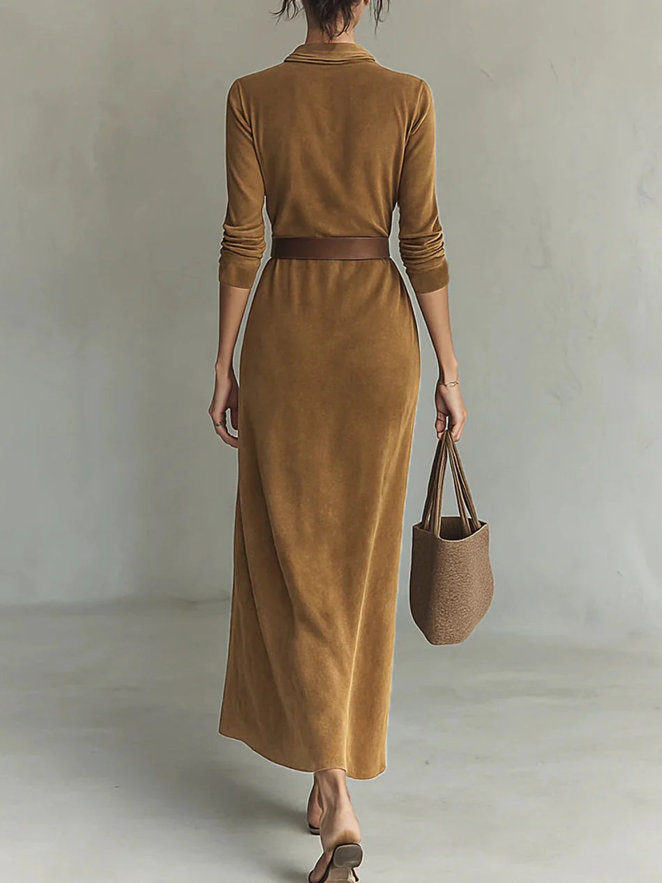 Monarch Chic Suede Maxi Gown