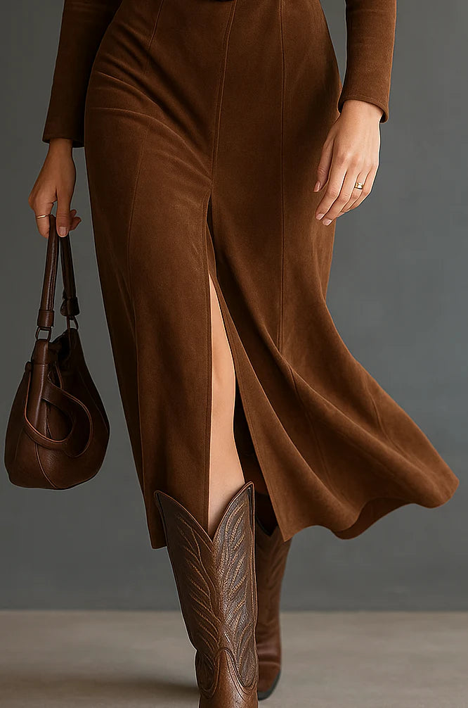 Monarch Faux Suede Midi Dress